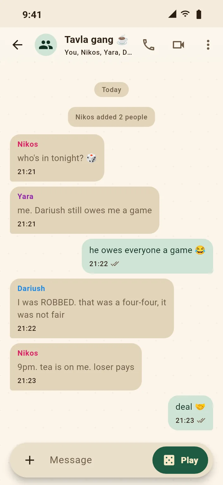 BackgammonTalk: the Tavla gang's group chat fixing tonight's game